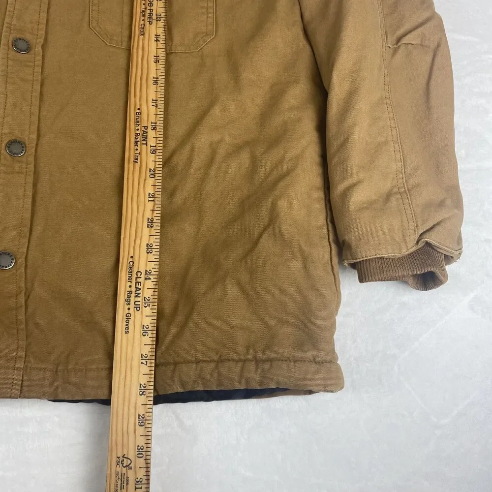 Dickies Jacket Mens Extra Large Brown Hooded Quilted Lined Duck Canvas Full Zip